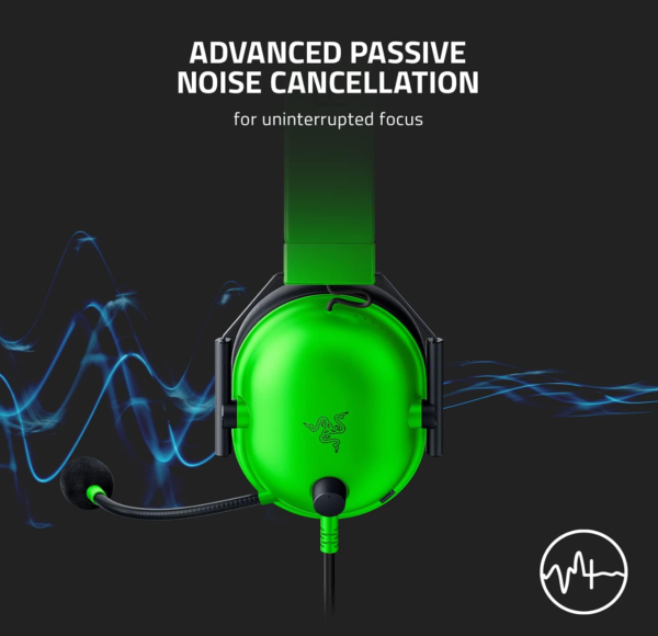 Razer BlackShark V2 X Gaming Headset – 7.1 Surround Sound, 50mm Drivers, 3.5mm Audio Jack – Green