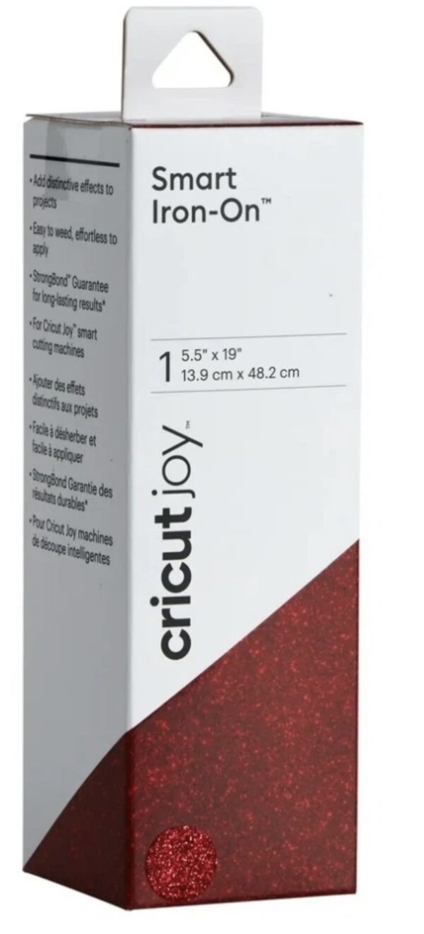 Cricut joy smart iron-on vinyl glitter, red, 5.5" x 19"