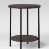 Wood and Metal Round End Table Espresso- Room Essentials Modern Industrial Style