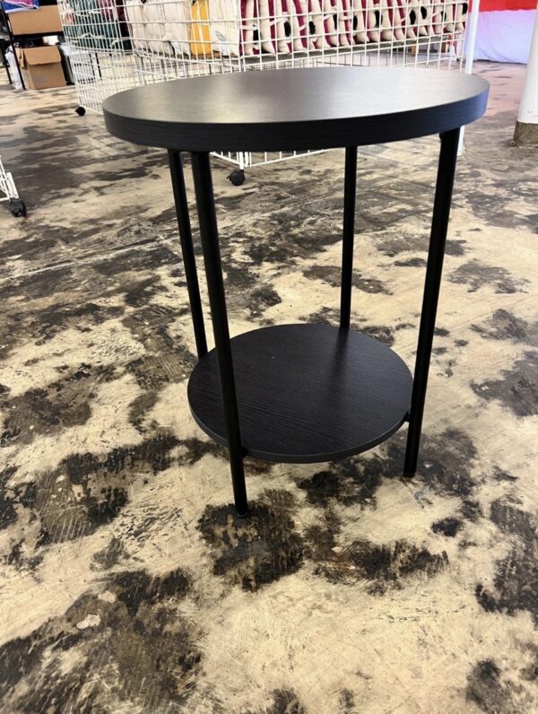Wood and Metal Round End Table Espresso- Room Essentials Modern Industrial Style