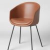 Mossman Faux Leather Tub Dining Chair Brown - Threshold: Modern Upholstered