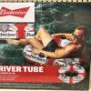 Budweiser Inflatable Swim Tube Adult Ring Float, Built-in Handles & Cup Holder