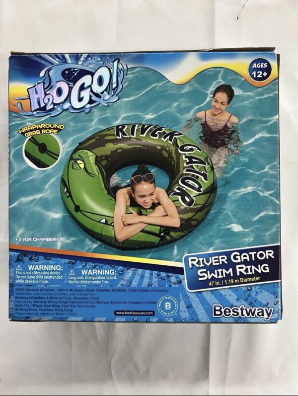 H2OGO! Green River Gator 47" Pool Ring Float with Grab Rope, Adult Unisex