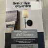 Better Homes & Gardens 1 Light Wall Sconce with Fabric Shade, Matte Black