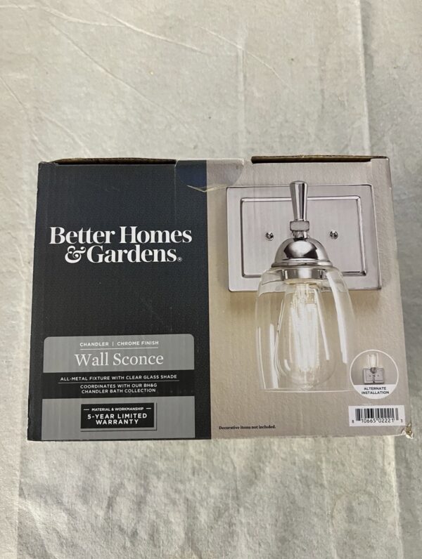 Better Homes & Gardens Chandler Industrial 1-Light Indoor Wall Sconce, Chrome
