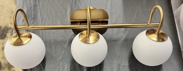 Modern Bathroom Vanity Light Fixtures 3 Lights Brushed Brass Frame