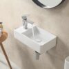 HOROW Small Vessel Sink with Pop Up Drain, 18" x10" Porcelain Ceramic Wall