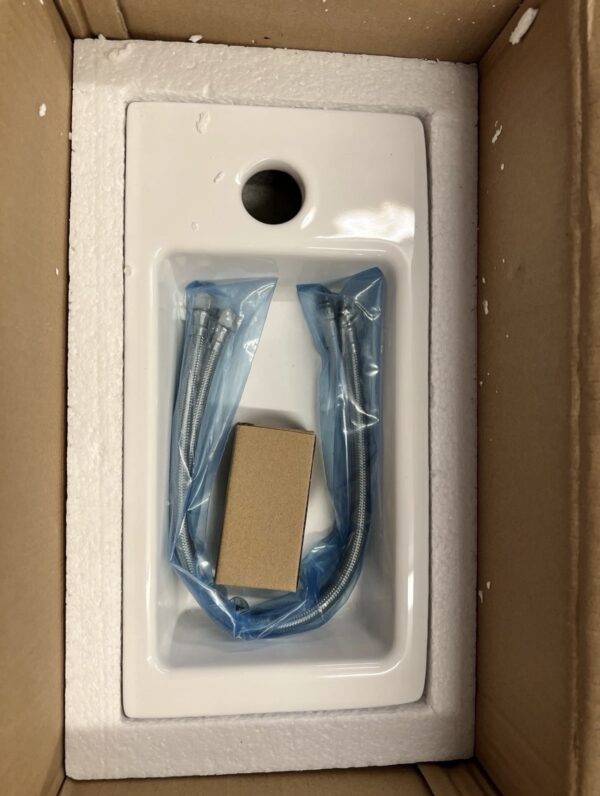 HOROW Small Vessel Sink with Pop Up Drain, 18" x10" Porcelain Ceramic Wall