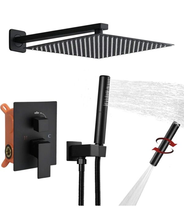 BESy Shower System with 12 Inch Rain Shower Head and Handheld Wall Mounted