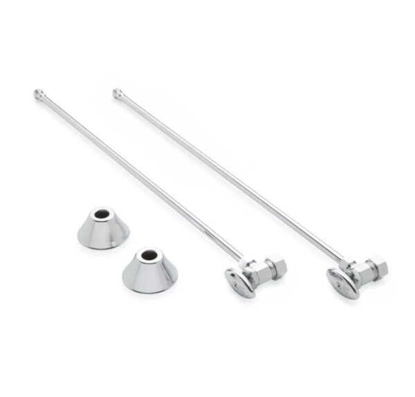 Bathroom Supply Kit with 5/8" OD X 3/8" OD Angle Stop - Chrome