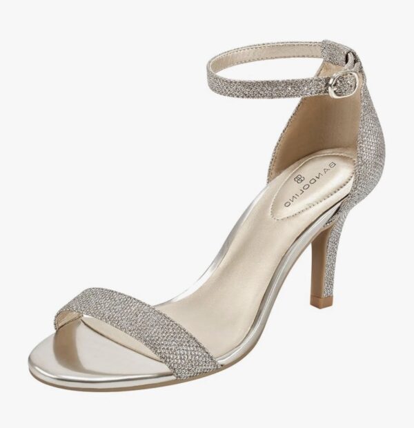 Bandolino Women's Madia Synthetic Open-Toe Dress Heels Sandals Gold, Size 9.5