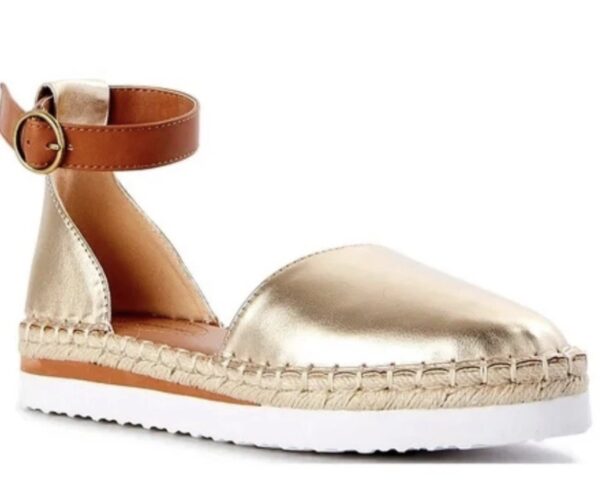 Women's Espadrille with Ankle Strap from Time and Tru Size 7.5 Gold