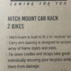 Saris Bike Rack Bones Hitch Carrier Black, Mounts 2 Bikes