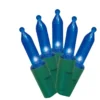 50-Count Blue LED Mini Christmas Lights with Green Wire, 11',Holiday Time
