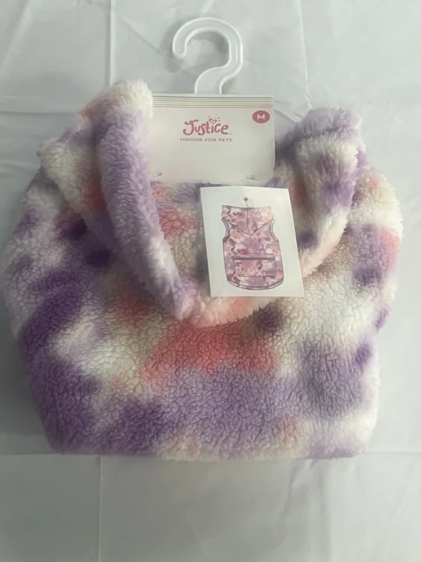 Pet / Dog Sherpa Hoodie Medium Tye Dye Style Pink Purple Coat