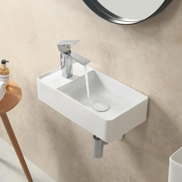 s-l1600 (22) HOROW Small Vessel Sink with Pop Up Drain, 18" x10" Porcelain Ceramic Wall