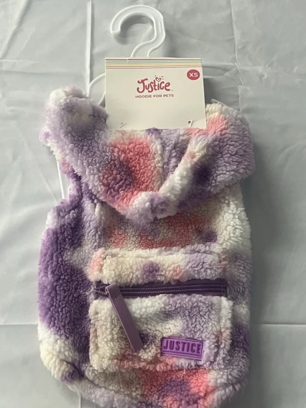 Justice Pet Polyester Sherpa Tie-Dye Dog Hoodie, XS