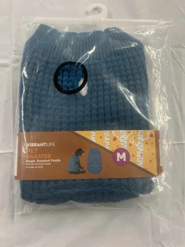 Vibrant Life Fall Blue Waffle with Pocket Dog Sweater Size Medium