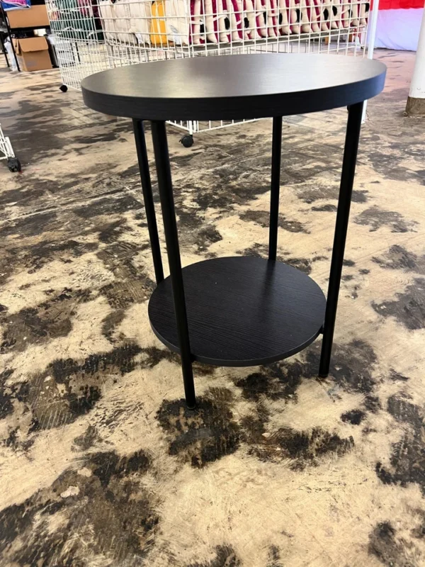 Wood and Metal Round End Table Espresso- Room Essentials Modern Industrial Style