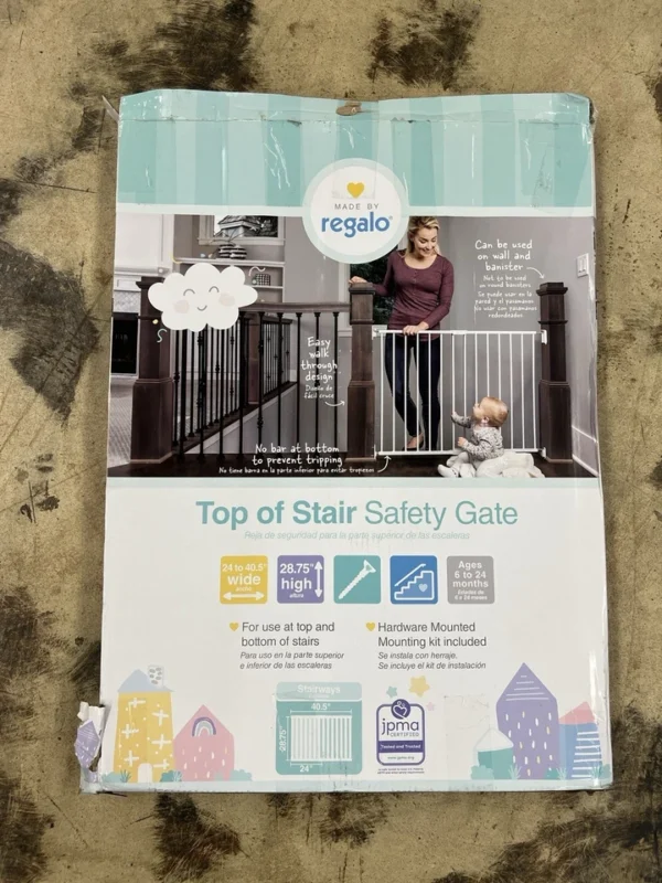 Regalo Extra-Wide 2-in-1 Baby Safety Gate for Stairs & Hallways Ages 6-24 Months