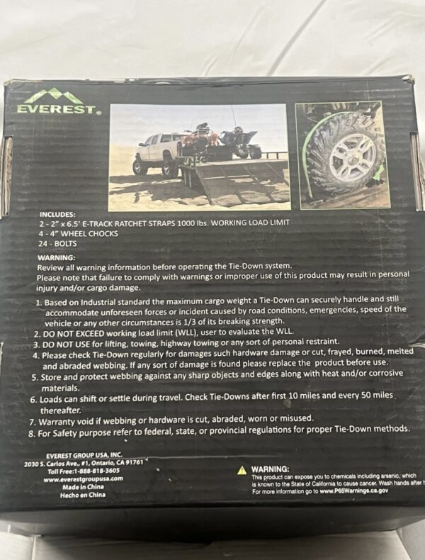 Everest Wheel Chock and Strap Kit with 6.5 ft.Straps and Mounting Bolts Included