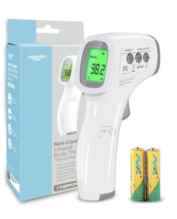 Equate Infrared No Touch Forehead Body Thermometer,1-second, 3-color backlight