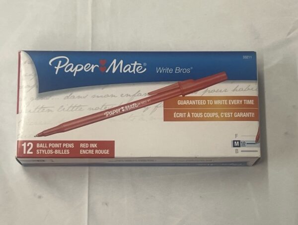 Write Bros. Ballpoint Pen, Stick, Medium 1 Mm, Red Ink, Red Barrel, Dozen