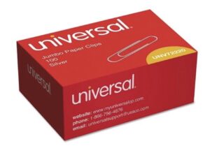 Universal A7072220 Smooth Paper Clips - Jumbo, Silver (100/Box, 10 Boxes/Pack)