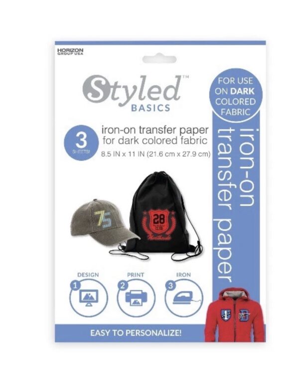 Styled Basics Print & Transfer Paper Sheets for Dark Colored Cotton Fabric
