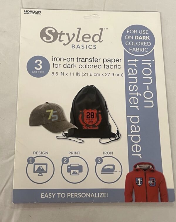 Styled Basics Print & Transfer Paper Sheets for Dark Colored Cotton Fabric