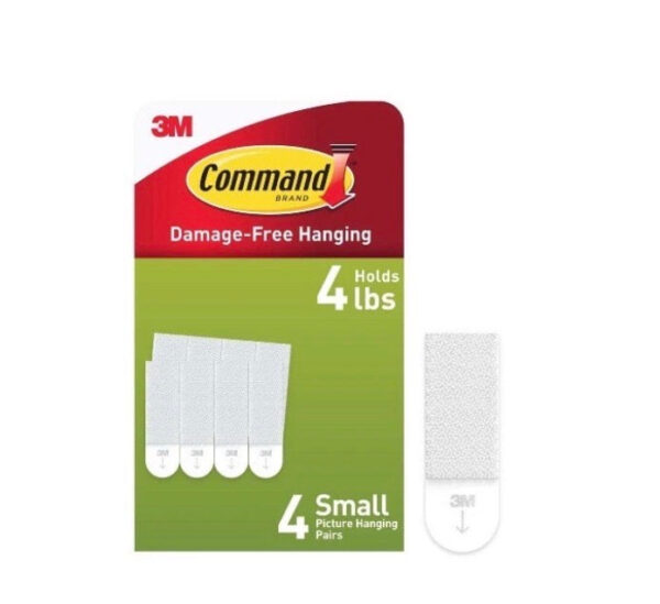 Command Picture Hanging Strips, White, Small, 4Sets of Strips/Pack