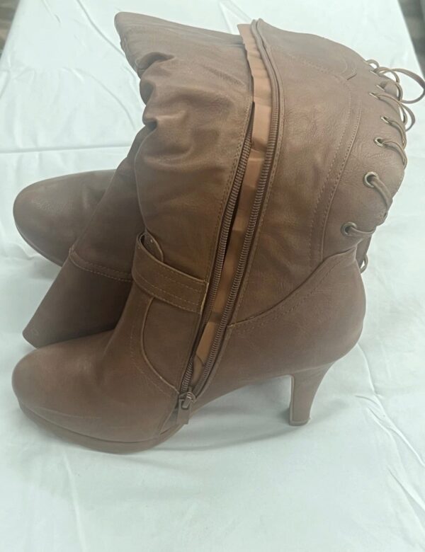 Top Moda Womens Knee High Round Toe Lace-up Slouched High Heel Boots_1 Top Moda Womens Knee High Round Toe Lace-up Slouched High Heel Boots