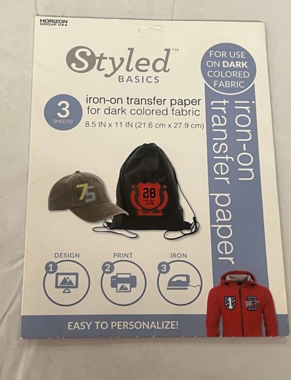 Styled Basics Print & Transfer Paper Sheets for Dark Colored Cotton Fabric_1 Styled Basics Print & Transfer Paper Sheets for Dark Colored Cotton Fabric