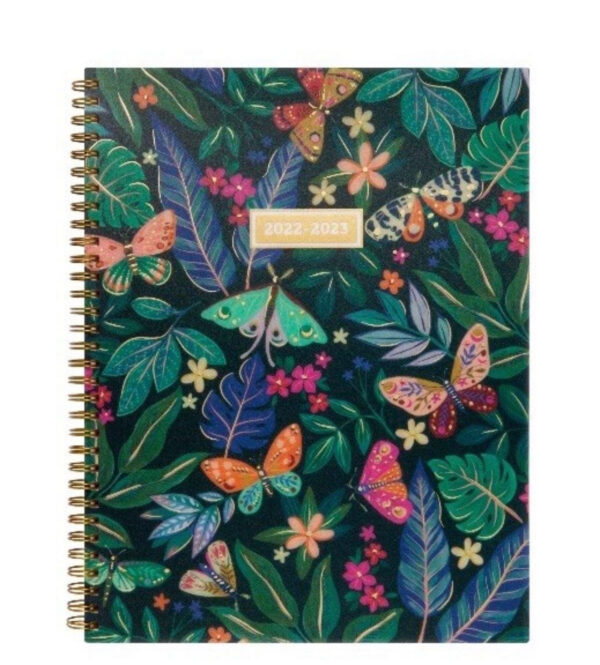2022-2023 Mintgreen Weekly/Monthly Spiral Planner, 9 x 11, Butterfly