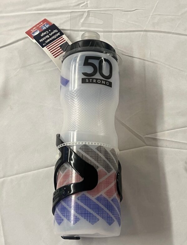 50 Strong 28 oz. Off-White Plastic Water Bottle with Bottle Holder Included!