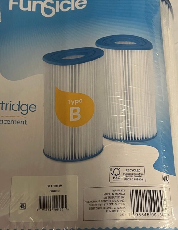 Funsicle Type B Pool Filter Cartridge (2 Pack), White,Adults