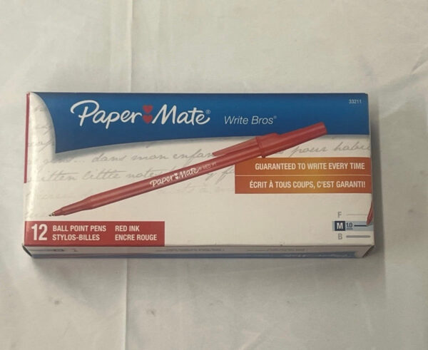 Write Bros. Ballpoint Pen, Stick, Medium 1 Mm, Red Ink, Red Barrel, Dozen
