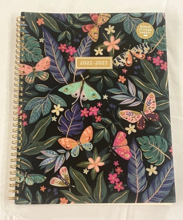 2022-2023 Mintgreen Weekly/Monthly Spiral Planner, 9 x 11, Butterfly