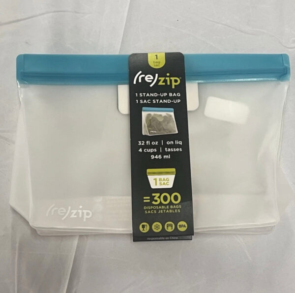 (re)zip Reusable Leakproof Food Storage Stand-Up Quart Bag - 4 Cup